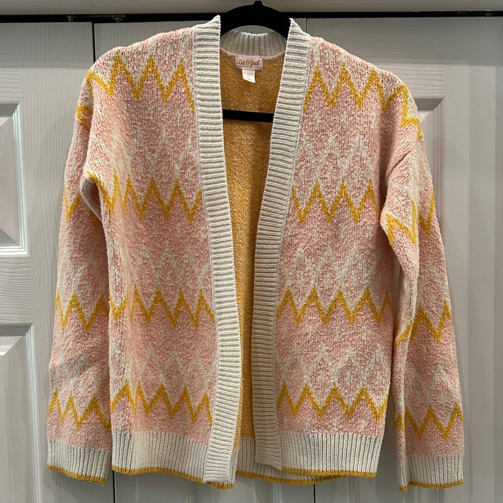 Cat & Jack Chevron Knit Cardigan - Pink and Yellow